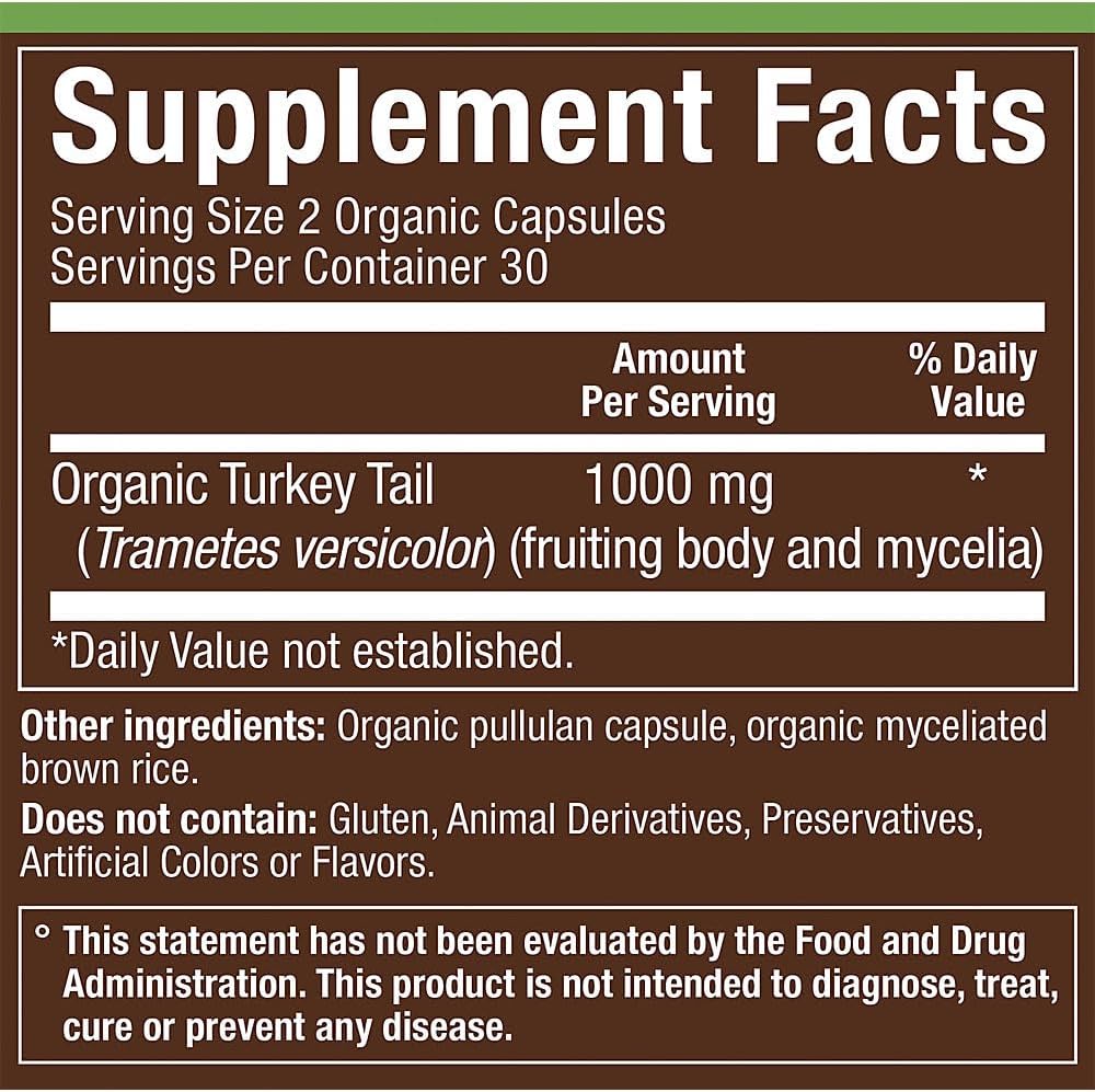 plnt Organic Turkey Tail - Mushroom Herbal Formula for Immune Support (60 Organic Capsules) - görsel 2