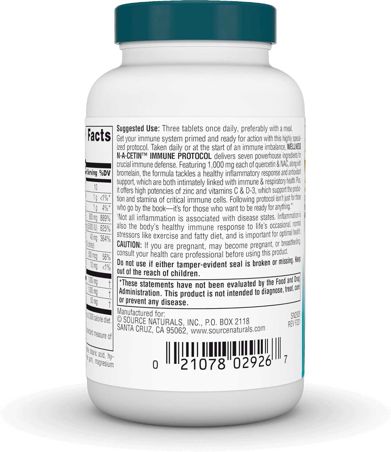 Source Naturals Wellness N-A-Cetin Immune Protocol - Crucial Immune Defence - 30 Tablets - görsel 3