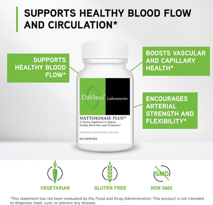 DAVINCI Labs Nattokinase Plus – High-Potency 20,000 FU/g Supplement for Circulatory Support – 60 Capsules
