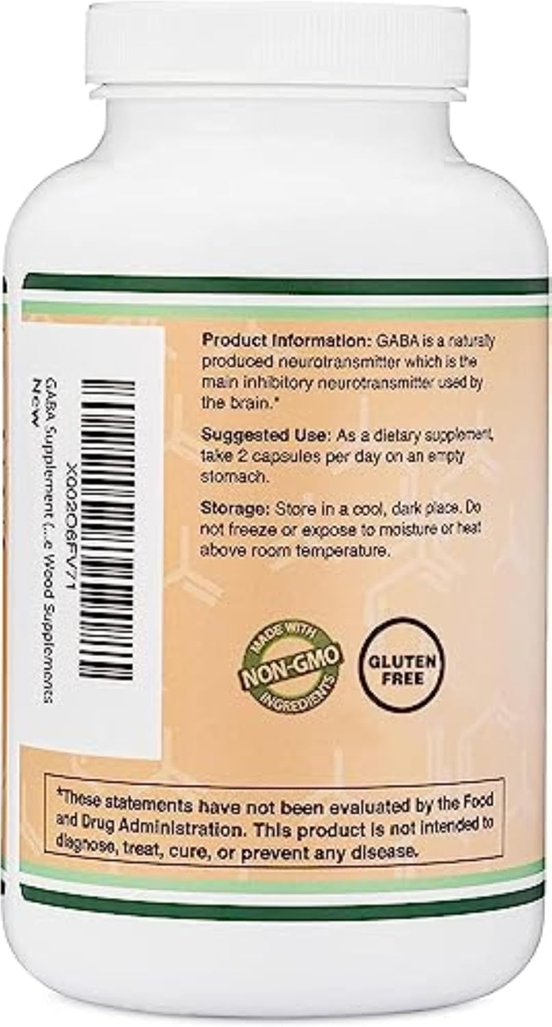 GABA Supplement (300 Capsules, 1,000mg per Serving) – Supports Relaxation and Sleep | Vegan, Gluten-free, Non-GMO | Double Wood - görsel 6