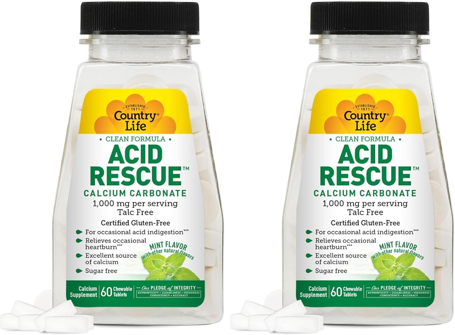 Country Life Acid Rescue On-the-Go Chewable Tablets - Vegan & Gluten-free Heartburn Relief, 400mg Calcium & Magnesium, Non-GMO, Sugar-Free Berry Flavour, 8 Pack - görsel 10