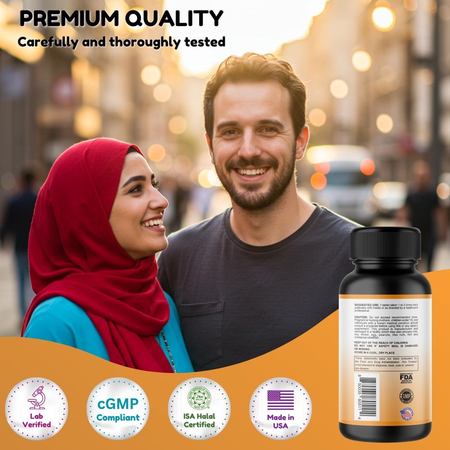 SHIFAA NUTRITION Halal Vitamin C-1000mg Tablets with Elderberry, Quercetin, Rose Hips & Rutin - Immune Support - 90 Tablets - görsel 5