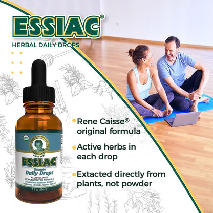 Essiac Original Tea USDA Organic Daily Drops – Alcohol-Free Concentrated Formula, 59ml