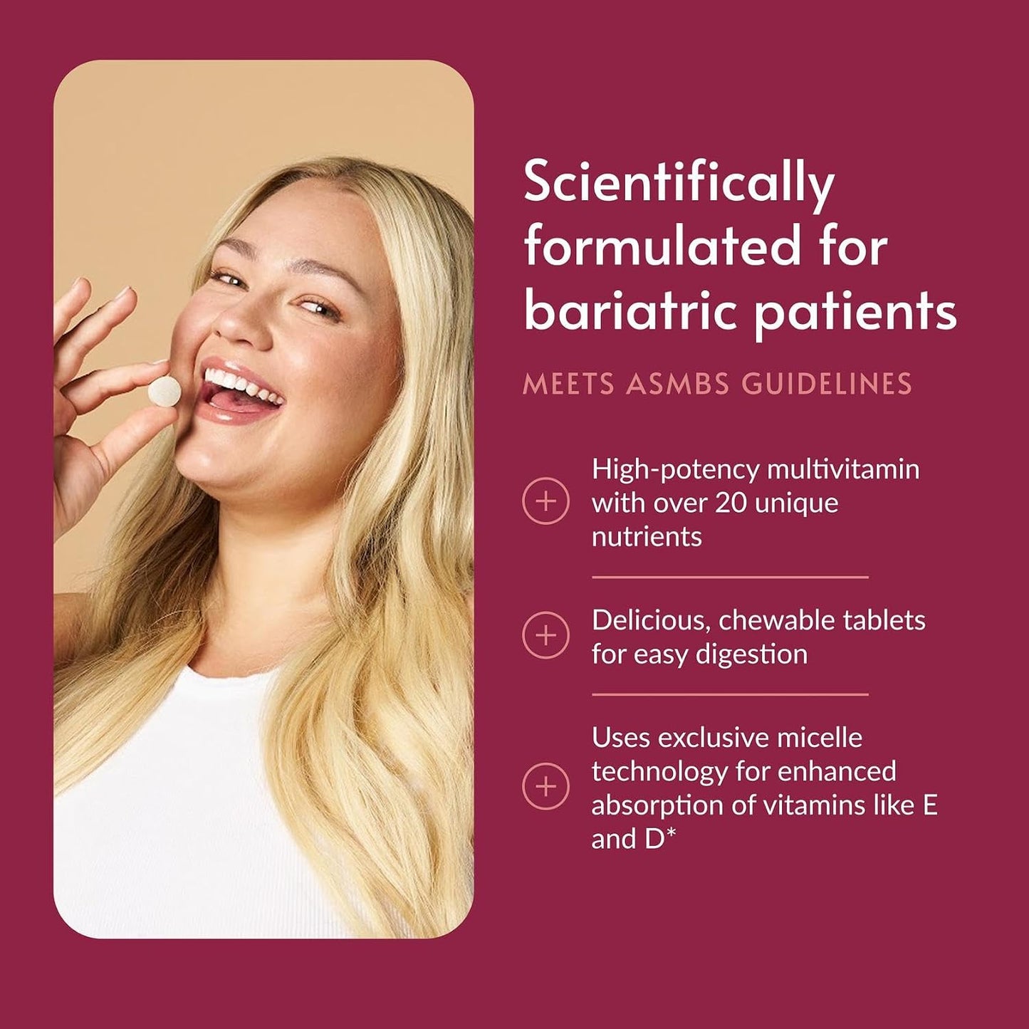 Bariatric Advantage Chewable Advanced Multi EA - High Potency Daily Multivitamin with Iron for Bariatric Surgery Patients - Strawberry Flavour - 60 Count - görsel 2