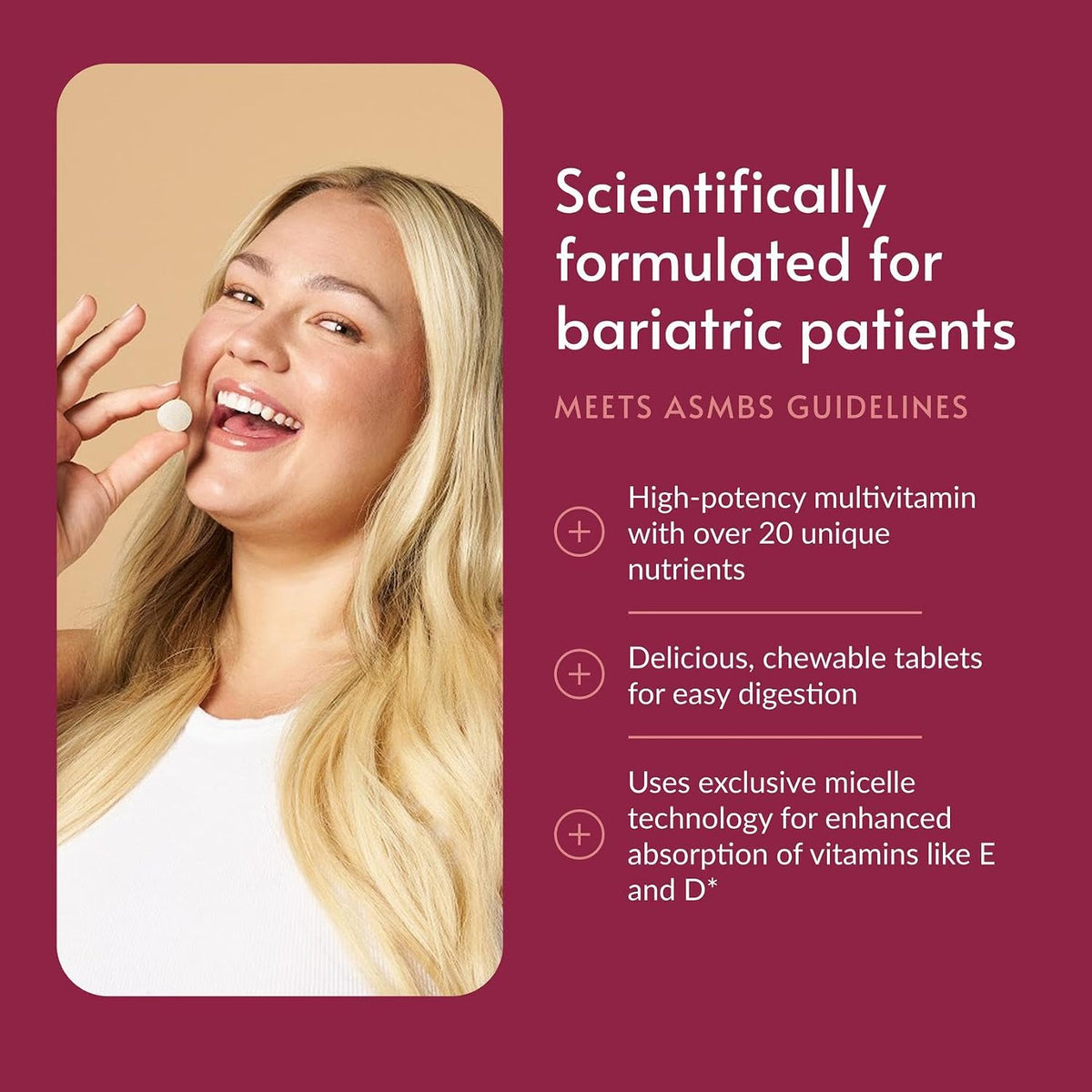 Bariatric Advantage Chewable Advanced Multi EA - High Potency Daily Multivitamin with Iron for Bariatric Surgery Patients - Strawberry Flavour - 60 Count - görsel 2