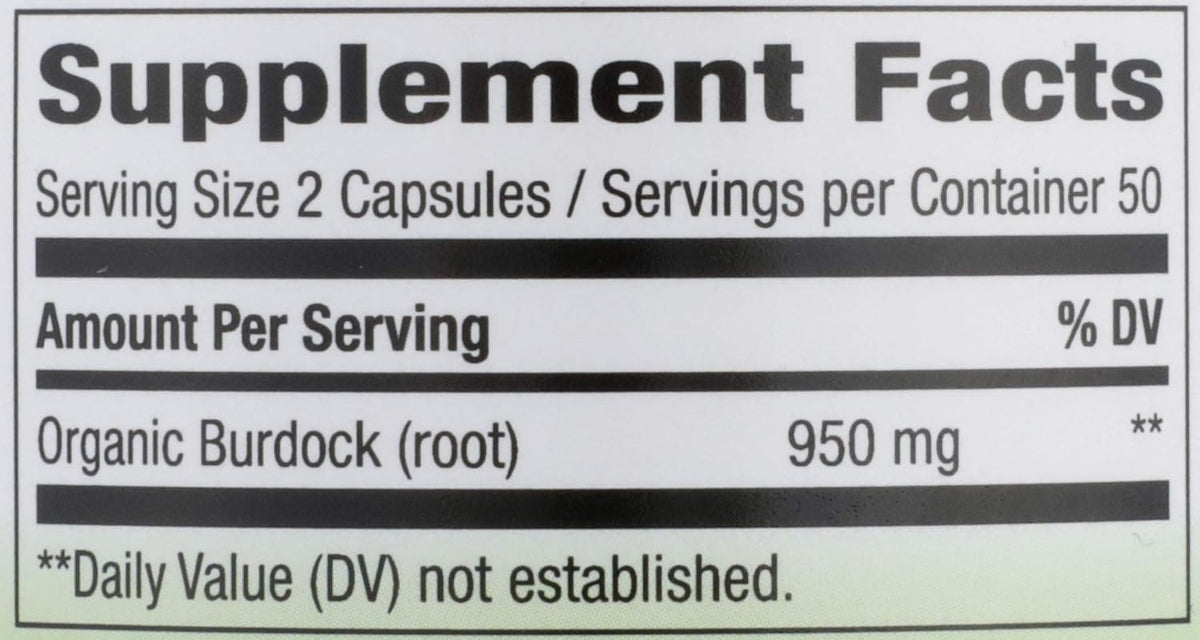 Nature's Way Burdock Root, 950 mg, 100 Vegan Capsules - görsel 3