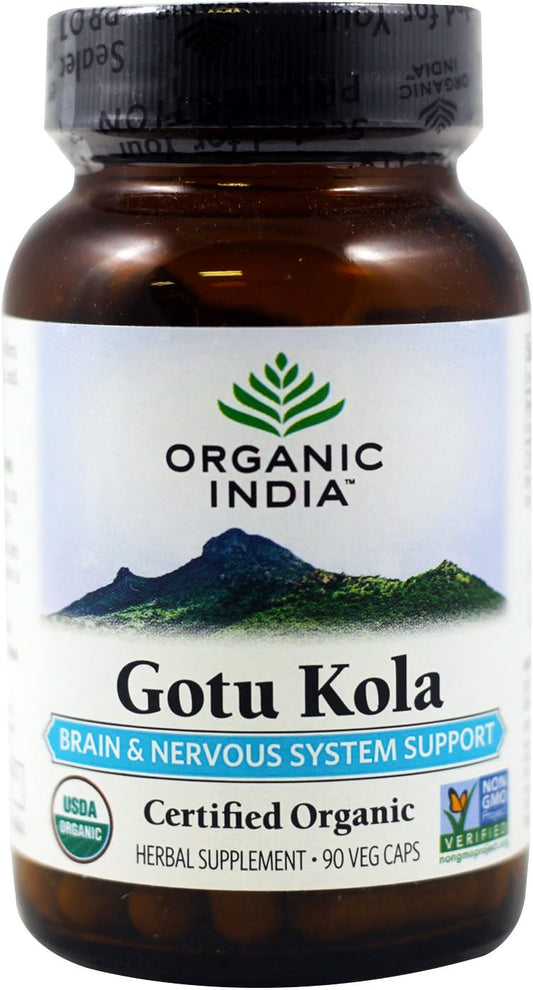 ORGANIC INDIA Gotu Kola Brain and Nervous System Support, 90 Vegan Capsules