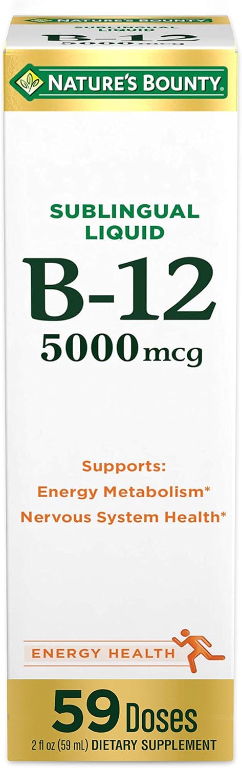 Nature's Bounty Vitamin B12 5000 mcg Sublingual Liquid, 2 fl oz (59 ml) - görsel 1
