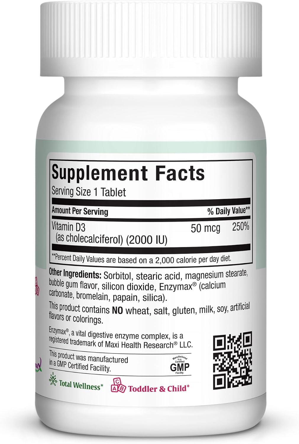 Maxi Health Chewable Vitamin D3 2000 IU Supplement - Delicious Natural Bubble Gum Flavour - Supports Calcium Absorption, Immune and Bone Health - 200 Chews - görsel 2