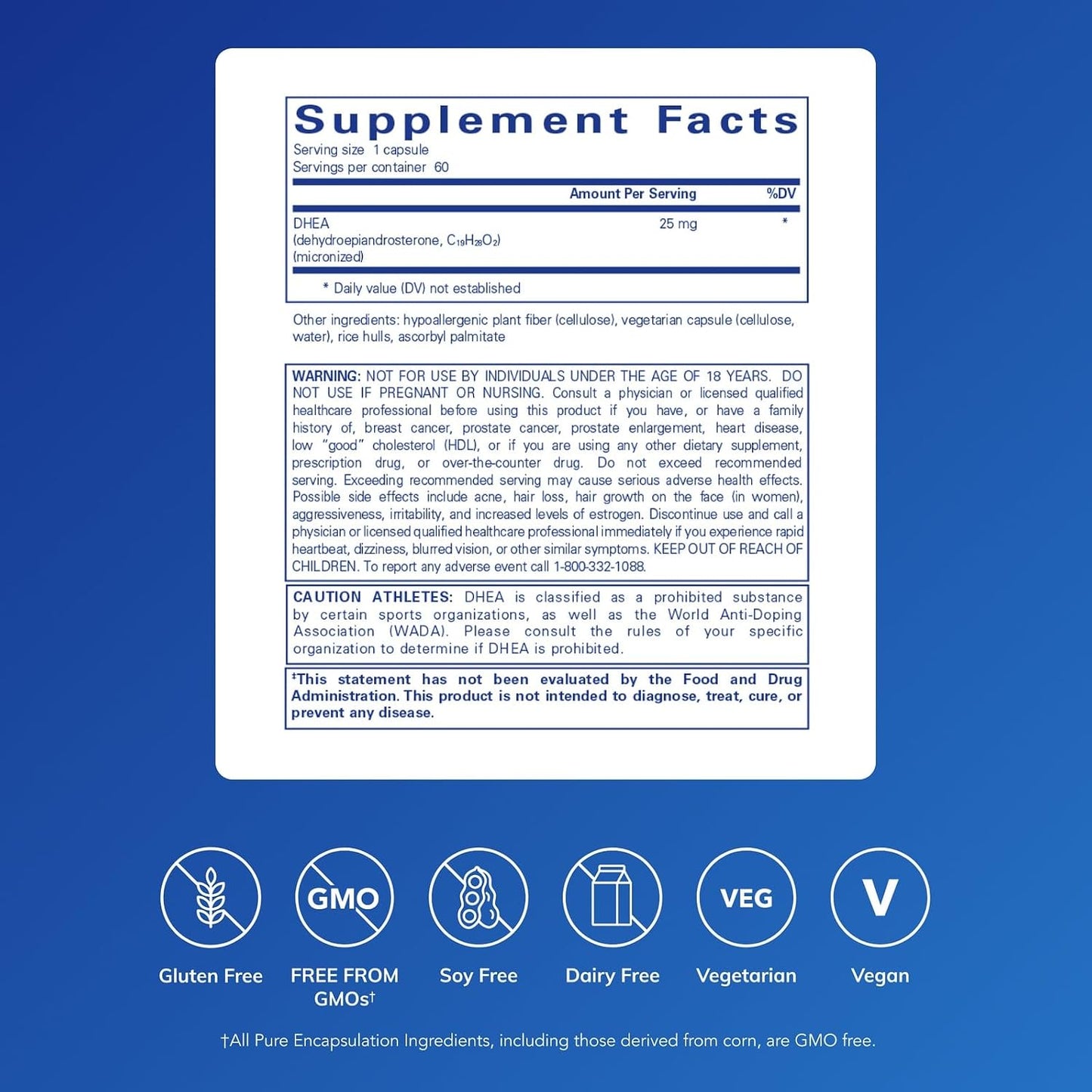 Pure Encapsulations DHEA 25 mg – Micronised DHEA Supplement for Hormone Balance, Immune Support, and Metabolism - görsel 2