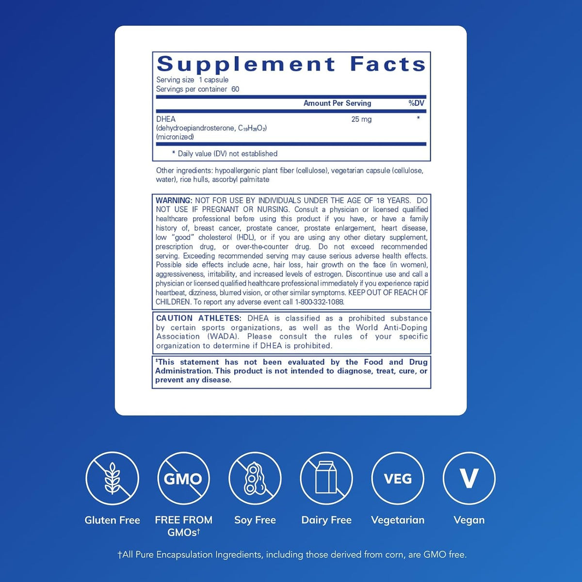 Pure Encapsulations DHEA 25 mg – Micronised DHEA Supplement for Hormone Balance, Immune Support, and Metabolism - görsel 2