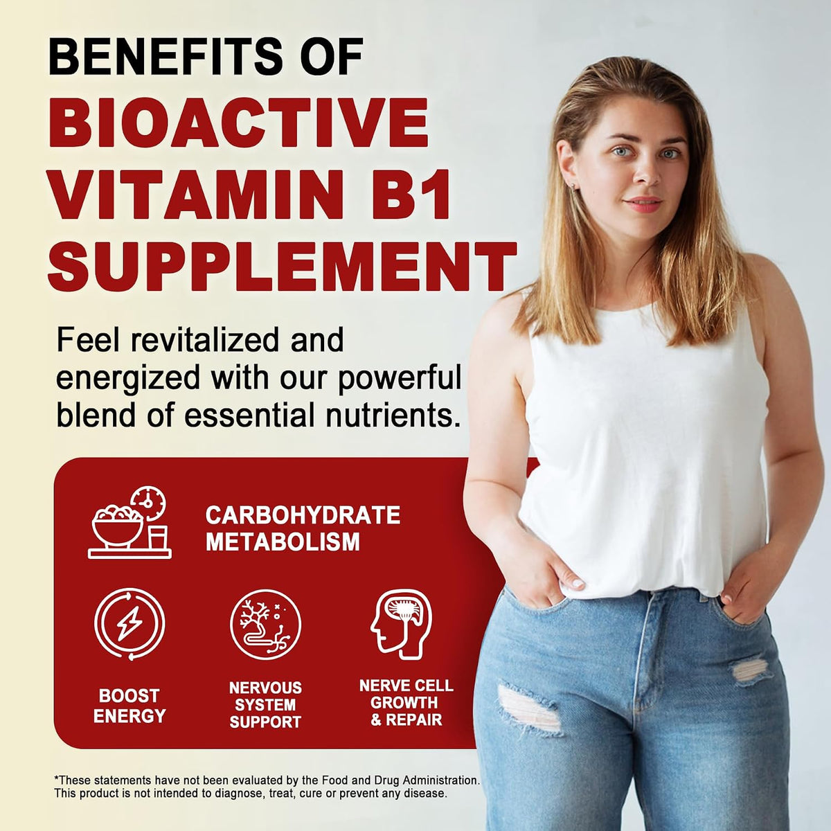 Vitamin B1 (Benfotiamine) Gummies 500mg – B Complex with B6, B9, Magnesium – Vegan, Sugar-Free, 60 Count - görsel 3
