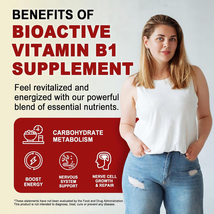 Vitamin B1 (Benfotiamine) Gummies 500mg – B Complex with B6, B9, Magnesium – Vegan, Sugar-Free, 60 Count