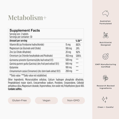 JSHealth Metabolism Supplement - Chromium, Zinc, Magnesium, Cinnamon & Gymnema for Cravings & Metabolic Support (60 Tablets)