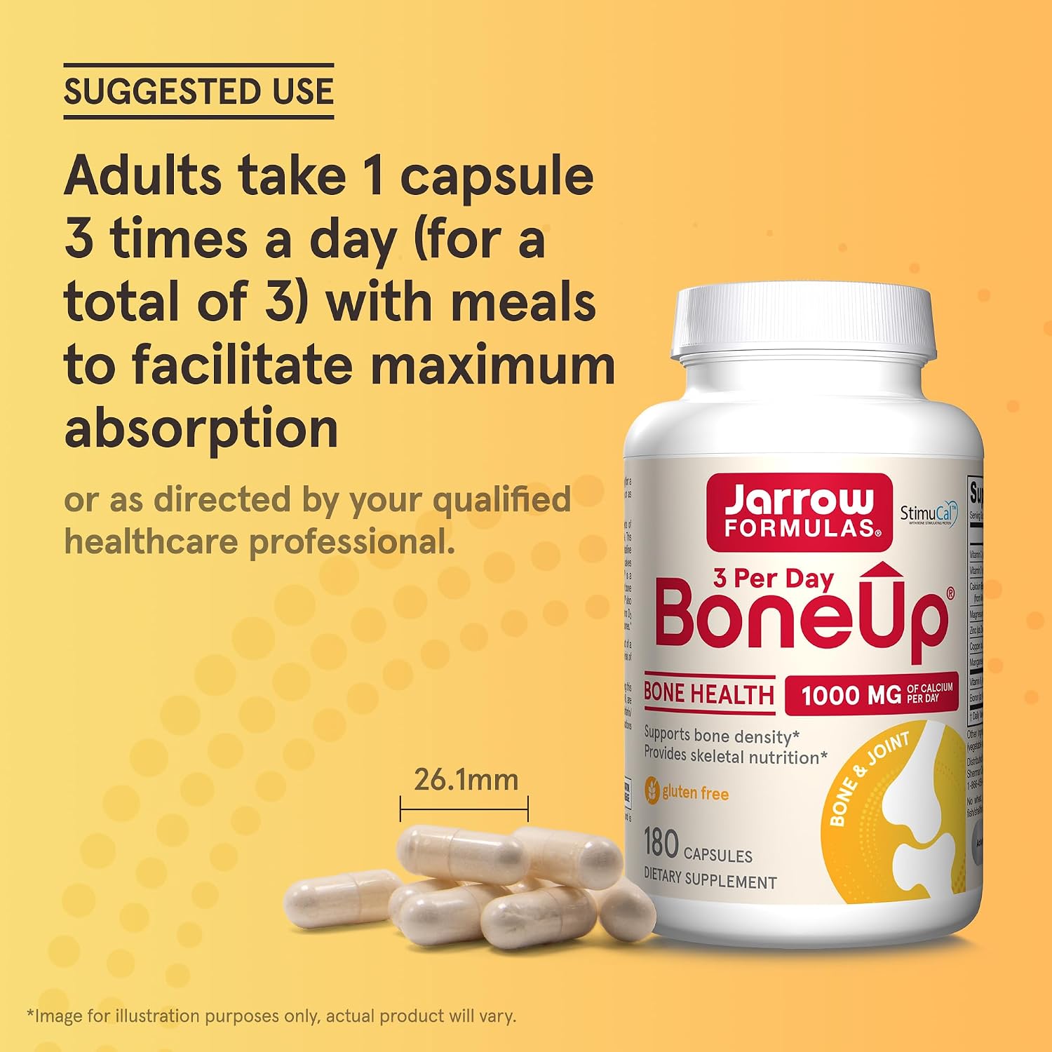 Jarrow Formulae BoneUp - Three Per Day Bone Density Supplement with Vitamin D3, K2 (MK-7) and MCHA Calcium, 180 Capsules - görsel 7