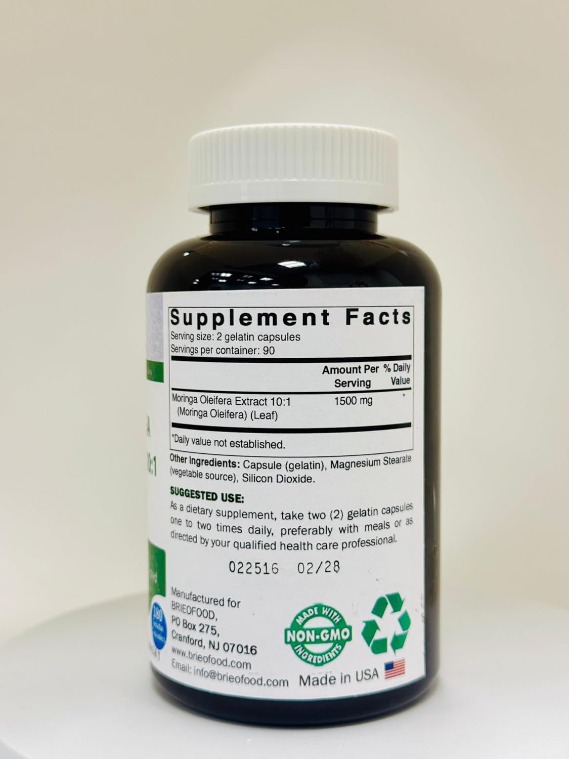 Moringa Oleifera Extract 10:1 1500 mg - 180 Capsules - Non-GM and Gluten-Free Supplement - Moringa Leaf Green Superfood - görsel 5