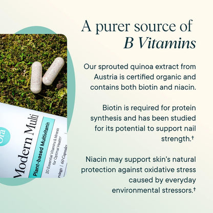 Ora Organic Plant-Based Multivitamin for Women and Men, Blue Light Protection, 60 Vegan Capsules