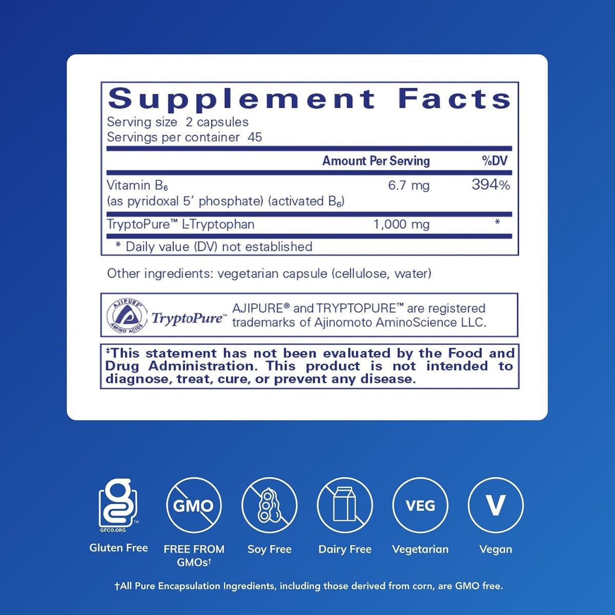 Pure Encapsulations L-Tryptophan | Amino Acid Supplement for Relaxation, Serotonin Support, PMS, and Sleep* | 90 Capsules - görsel 2