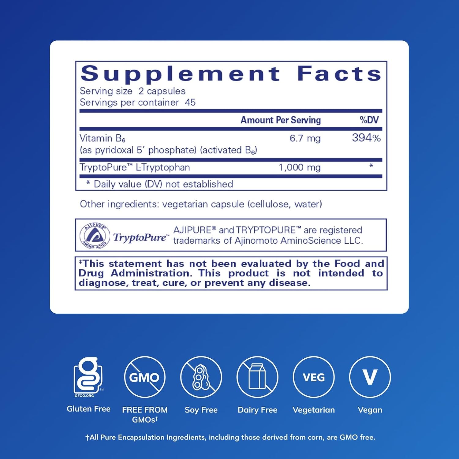 Pure Encapsulations L-Tryptophan | Amino Acid Supplement for Relaxation, Serotonin Support, PMS, and Sleep* | 90 Capsules - görsel 2
