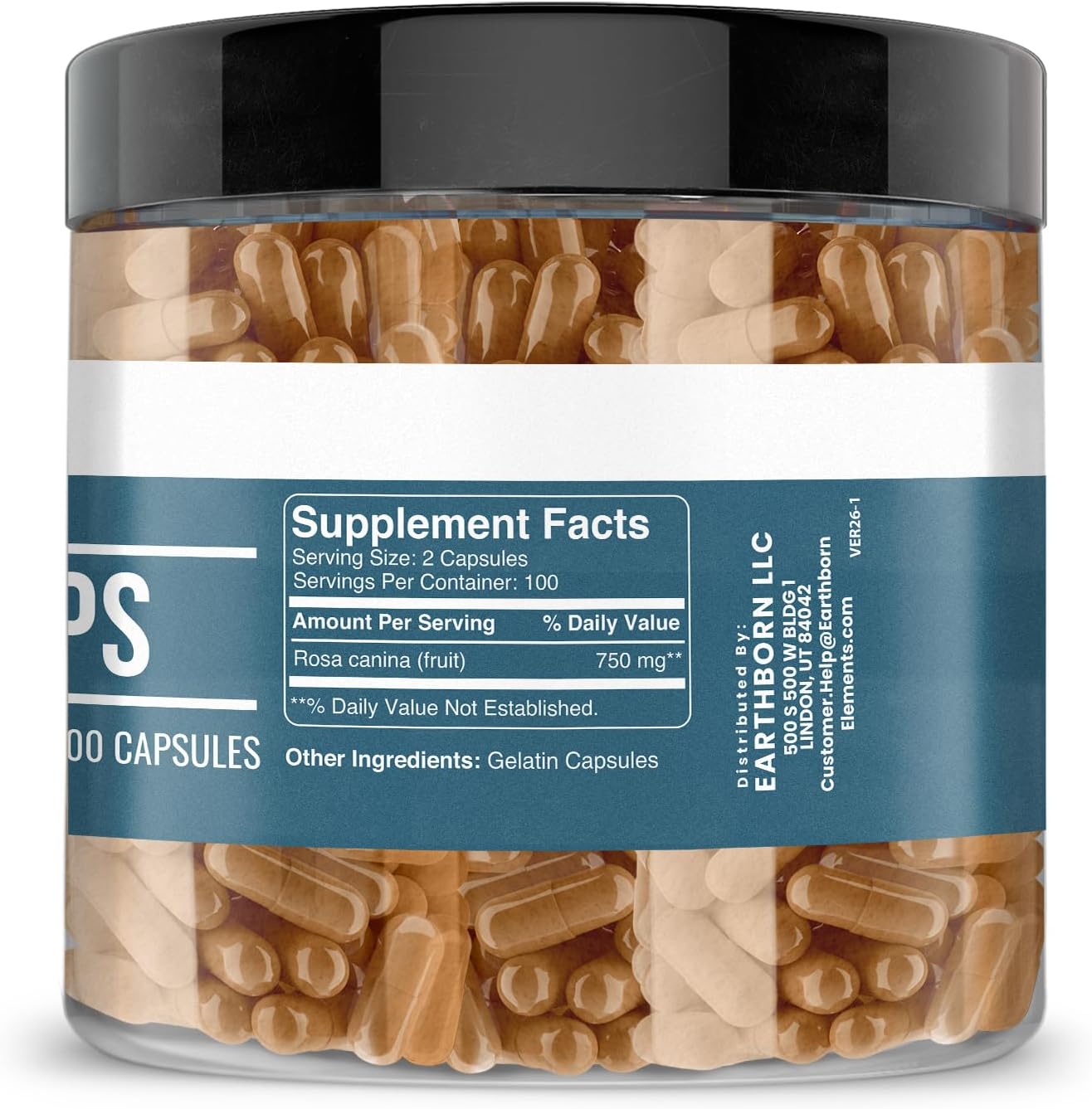 Earthborn Elements Rosehips 200 Capsules, Pure and Undiluted, No Additives - görsel 2