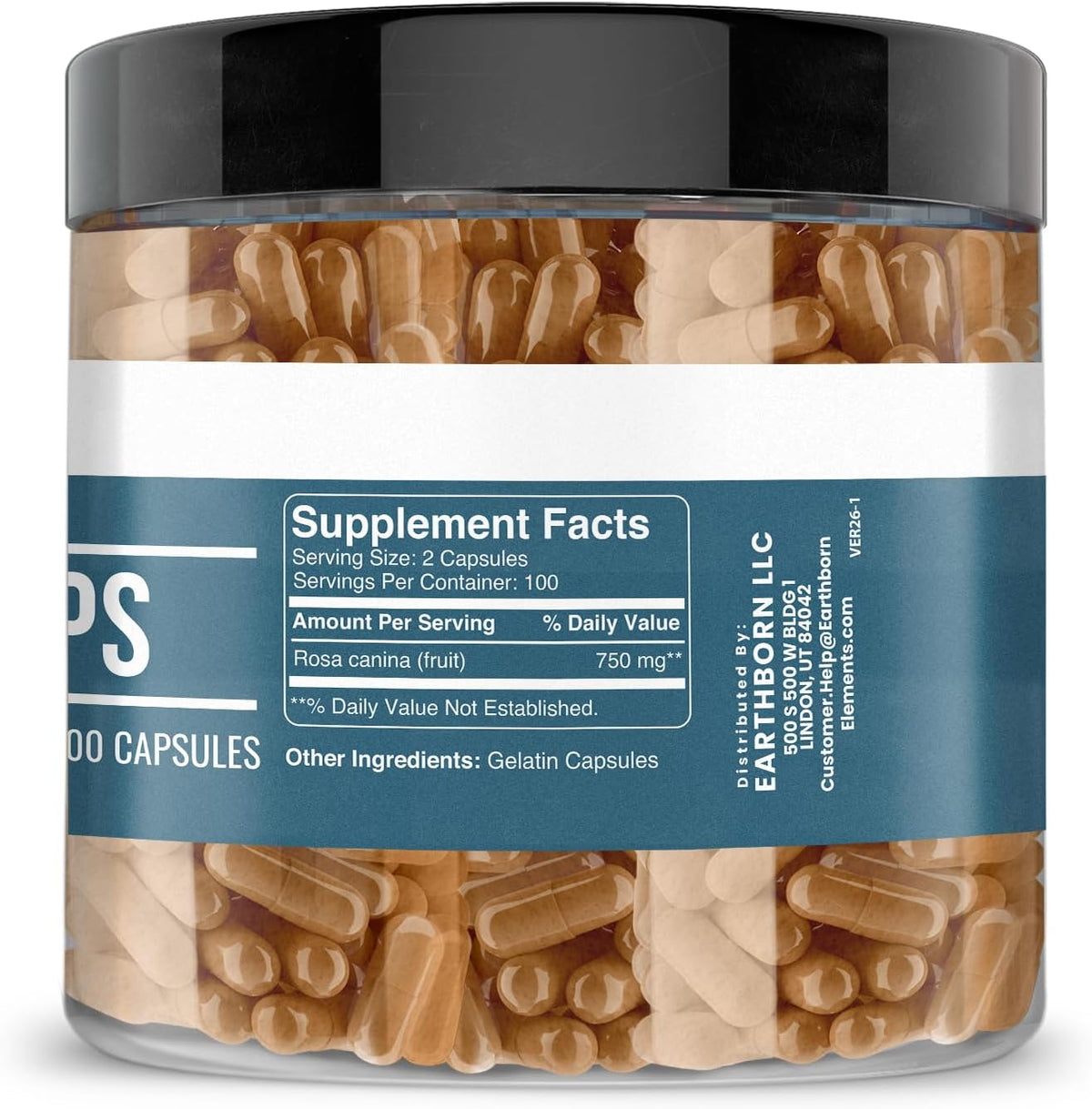 Earthborn Elements Rosehips 200 Capsules, Pure and Undiluted, No Additives - görsel 2