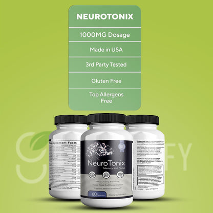 NeuroTonix Brain Support Supplement – for Clearer Thinking and Improved Focus, 60 Capsules