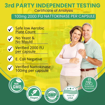 Nattokinase 2000 FU - Systemic Enzyme Support - 100 Vegan Capsules