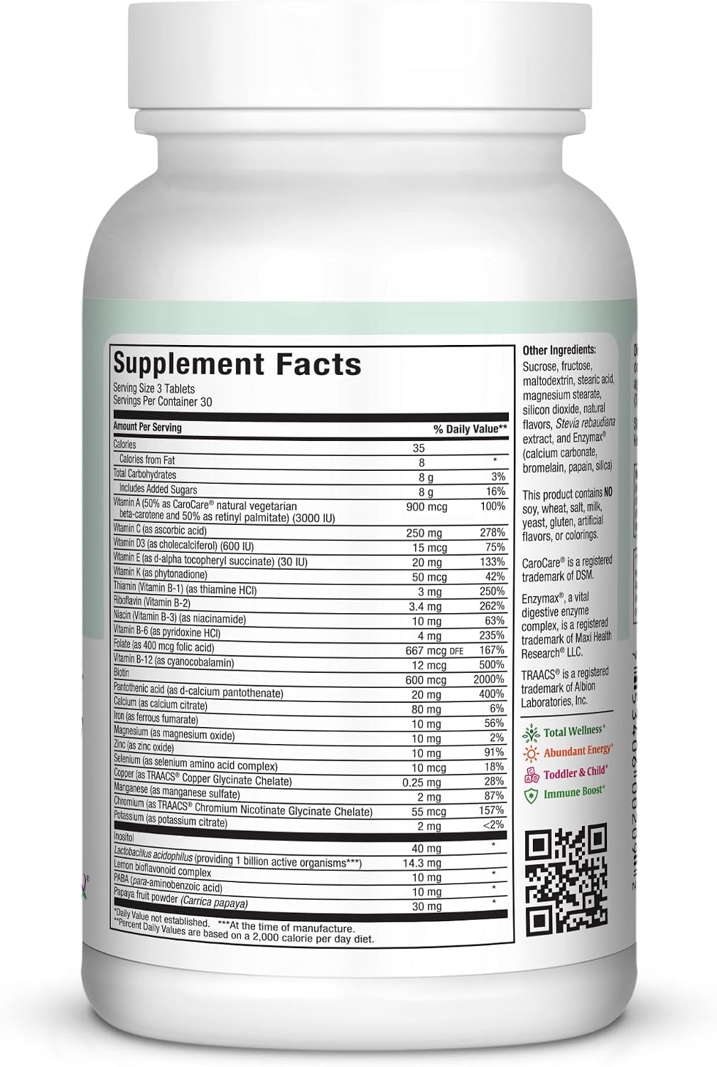 Maxi Health Chewable Multivitamin with Iron - Cherry Flavour - 90 Tablets - görsel 4