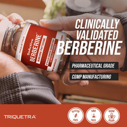 SoActive Berberine 550mg – Optimised Phytosome for Enhanced Absorption | Supports Metabolism & AMPK Activation | Non-GMO, Soya-Free | 60 Capsules
