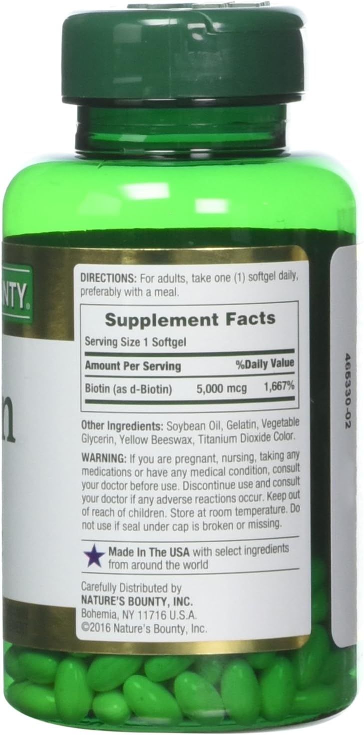 Nature's Bounty Biotin 5000 mcg, 60 Quick Dissolve Tablets (Pack of 2) - görsel 2