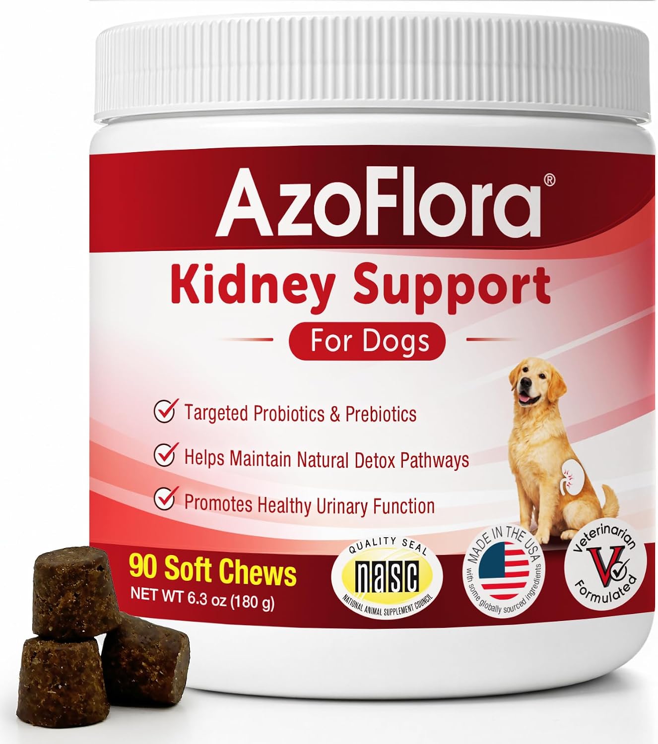 Azoflora Kidney Support Supplement for Dogs – Chicken Flavour Soft Chews (90 Count) - görsel 1