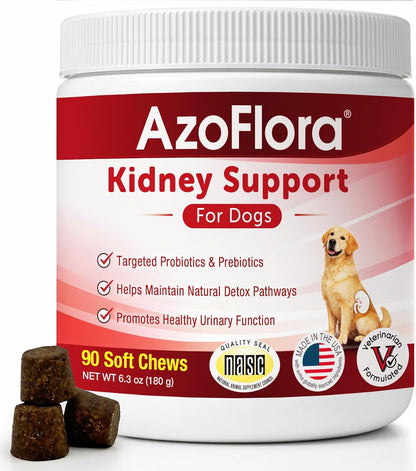 Azoflora Kidney Support Supplement for Dogs – Chicken Flavour Soft Chews (90 Count)