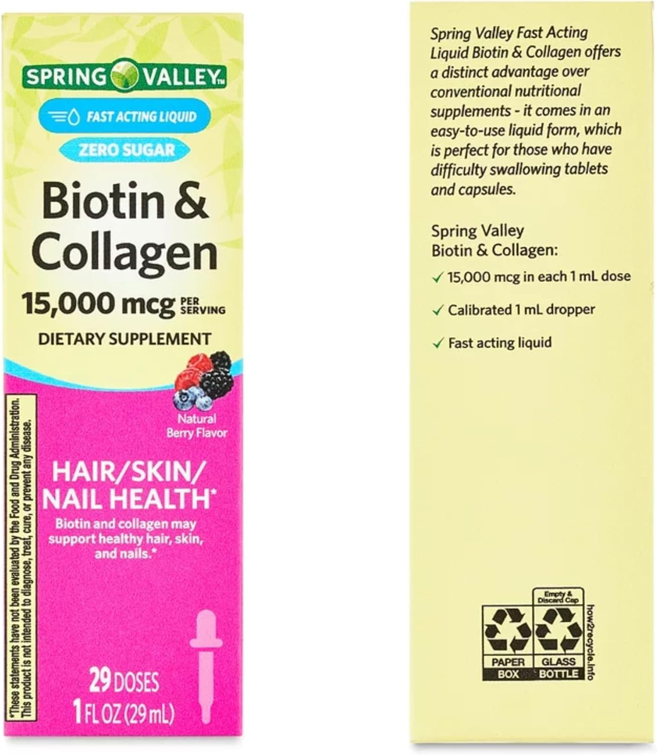 Liquid Biotin and Collagen 15000 mcg, Natural Berry Flavour, Drops for Hair, Skin, Nails (Pack of 2) - görsel 7