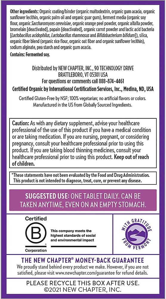 New Chapter Women's Multivitamin, Every Woman's One Daily 40+, Fermented with Probiotics + Vitamin D3 + B Vitamins + Organic Non-GMO Ingredients - 24 Count - görsel 4