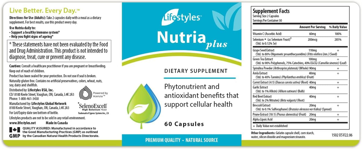 Lifestyles NutriaPlus Antioxidant Supplement - Herbal Immune Support & Multivitamin - 60 Capsules - görsel 7
