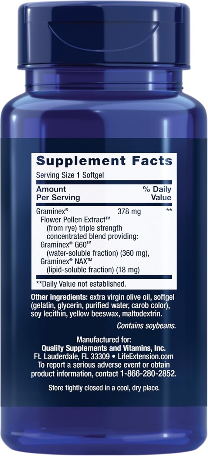 Life Extension Triple Strength ProstaPollen, Prostate Health, Flower Pollen Extract, Gluten-free, 30 Softgels - görsel 2