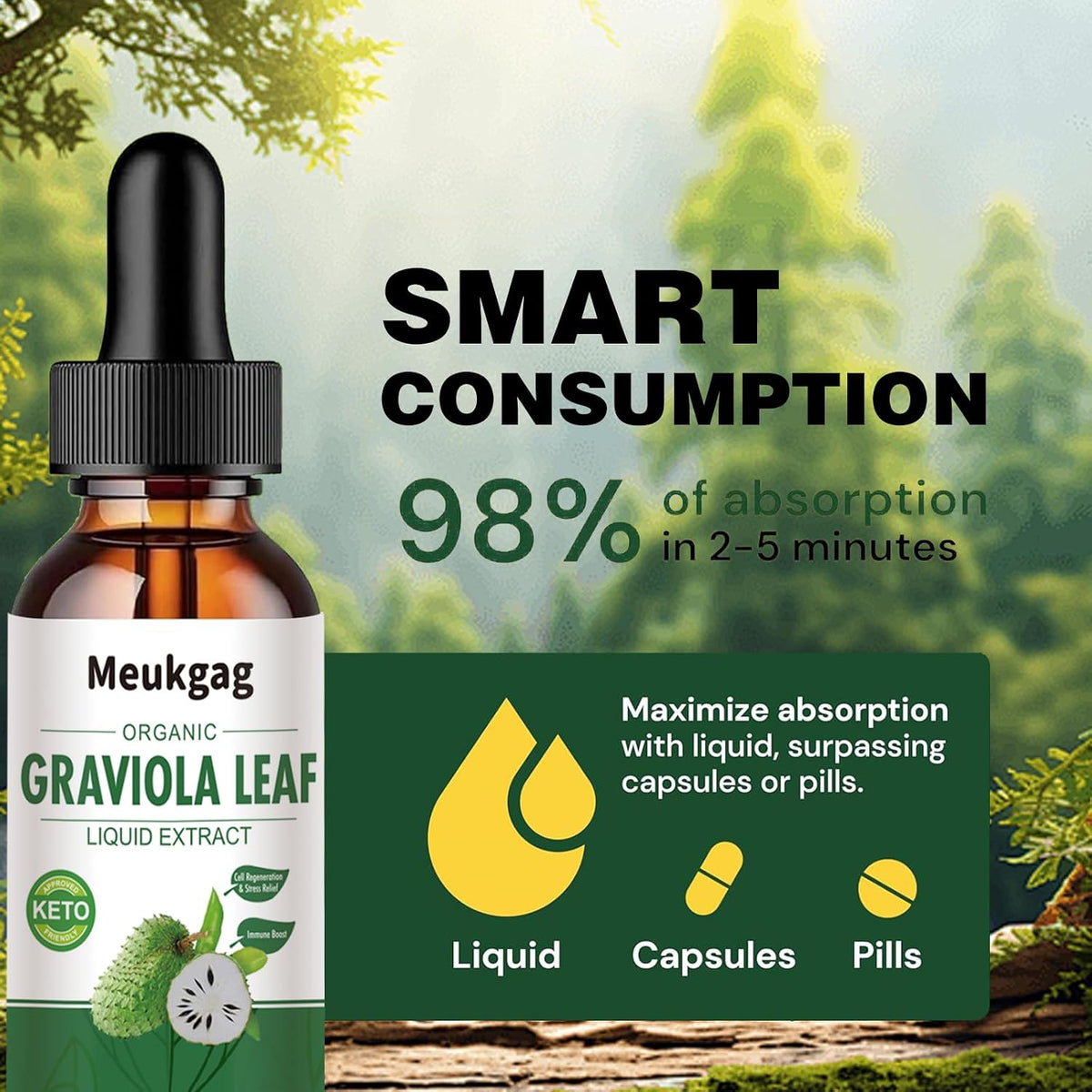 Meukgag Organic Soursop Graviola Leaf Extract Liquid, 60 ml - görsel 5