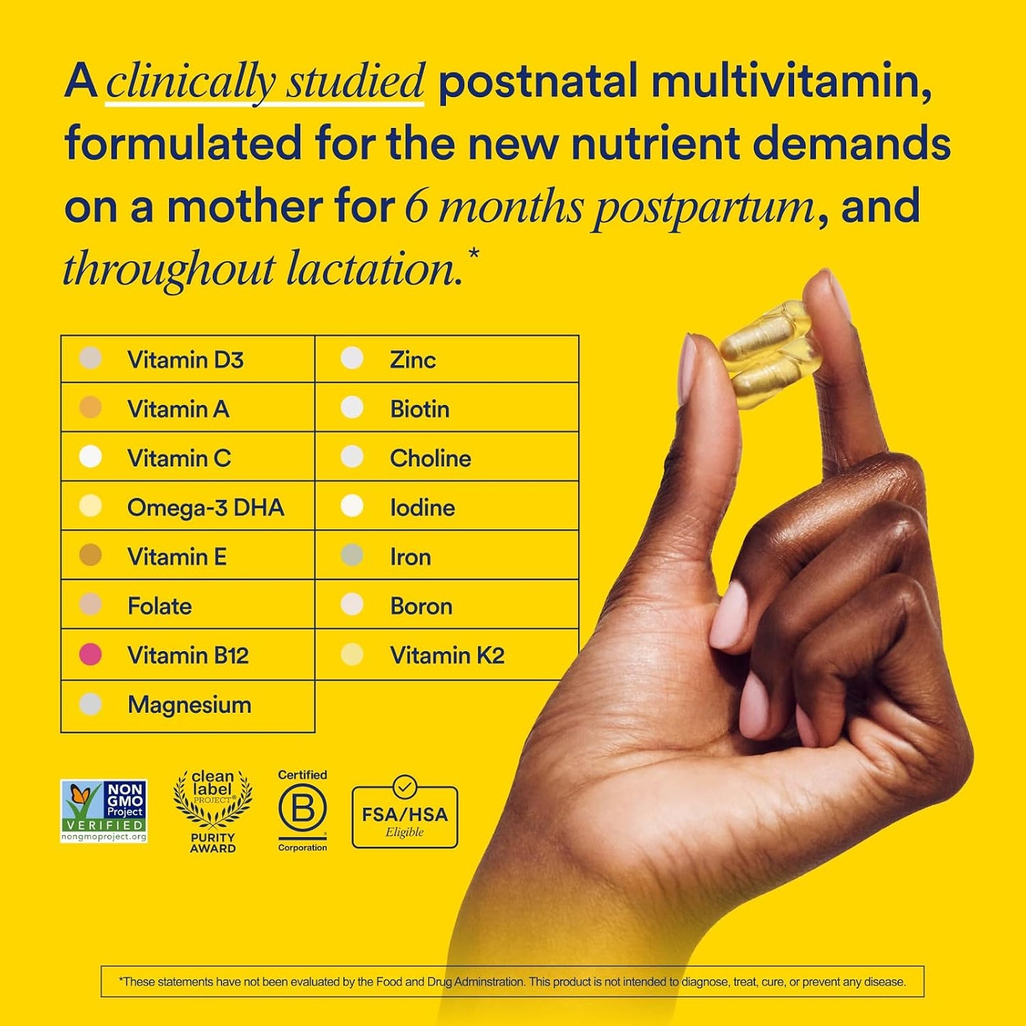 Ritual Postnatal Multivitamin for Women - Essential Vitamins & Minerals with Choline, Omega-3 DHA - Mint - 60 Capsules - görsel 2