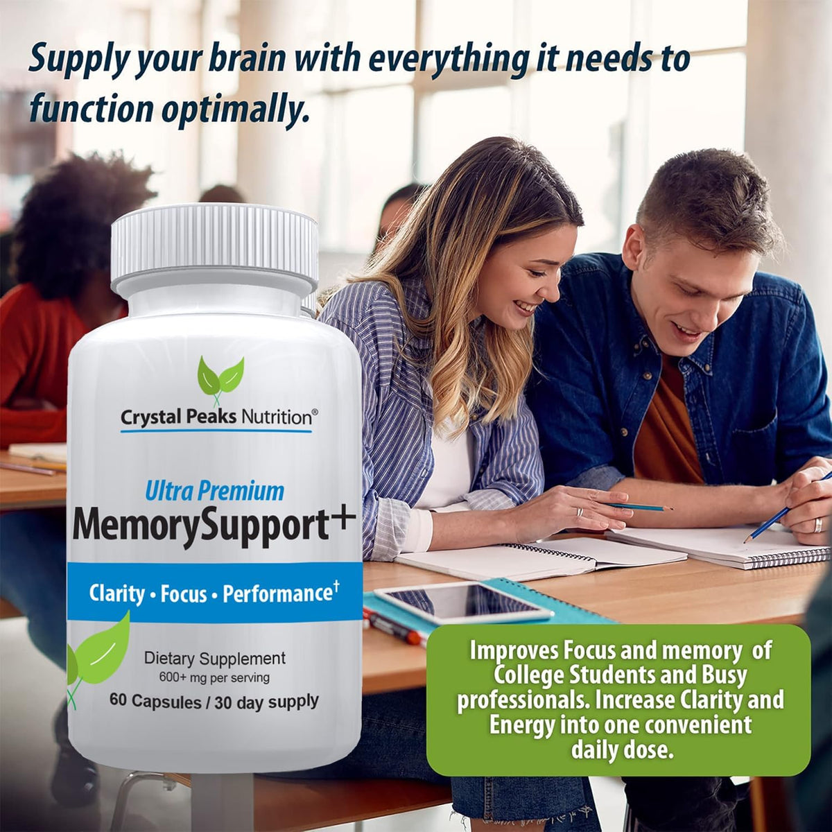 Memory Boost + Brain Support Supplement – Nootropic for Focus, Concentration & Memory – 60 Capsules - görsel 5