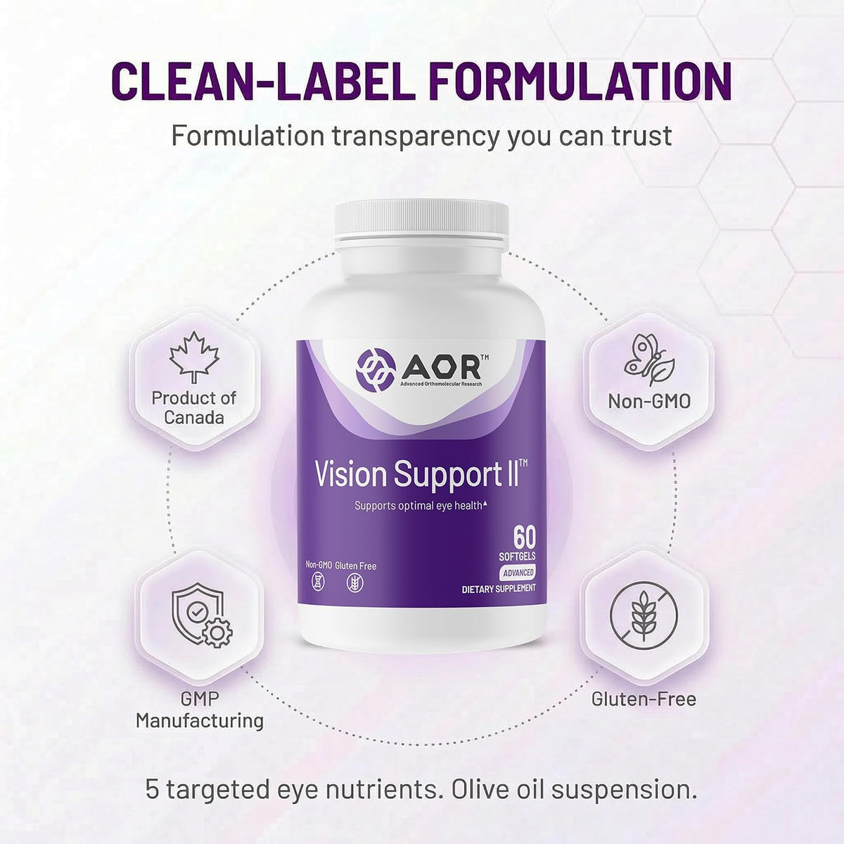 AOR Vision Support II 60 Soft gel capsules, 30-Day Supply – with Lutein, Zeaxanthin, Astaxanthin – Non-GMO, Gluten-free - görsel 5