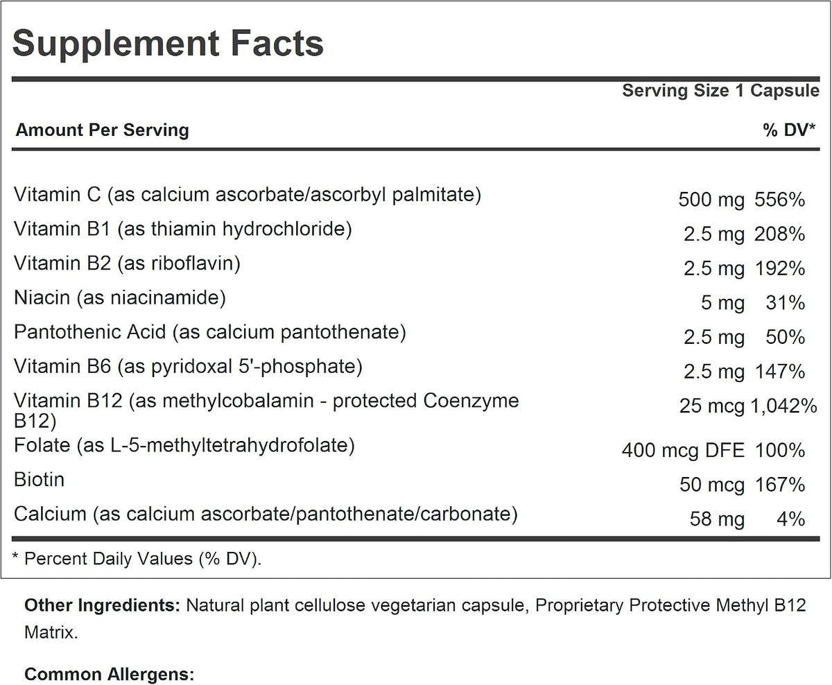 ANDREW LESSMAN Vitamin C 500 Plus B-Complex 360 Capsules - Non-Acidic Vitamin C Plus Citrus Bioflavonoids for Immune System and Antioxidant Support. Easy-to-Swallow Capsules. No Additives - görsel 2