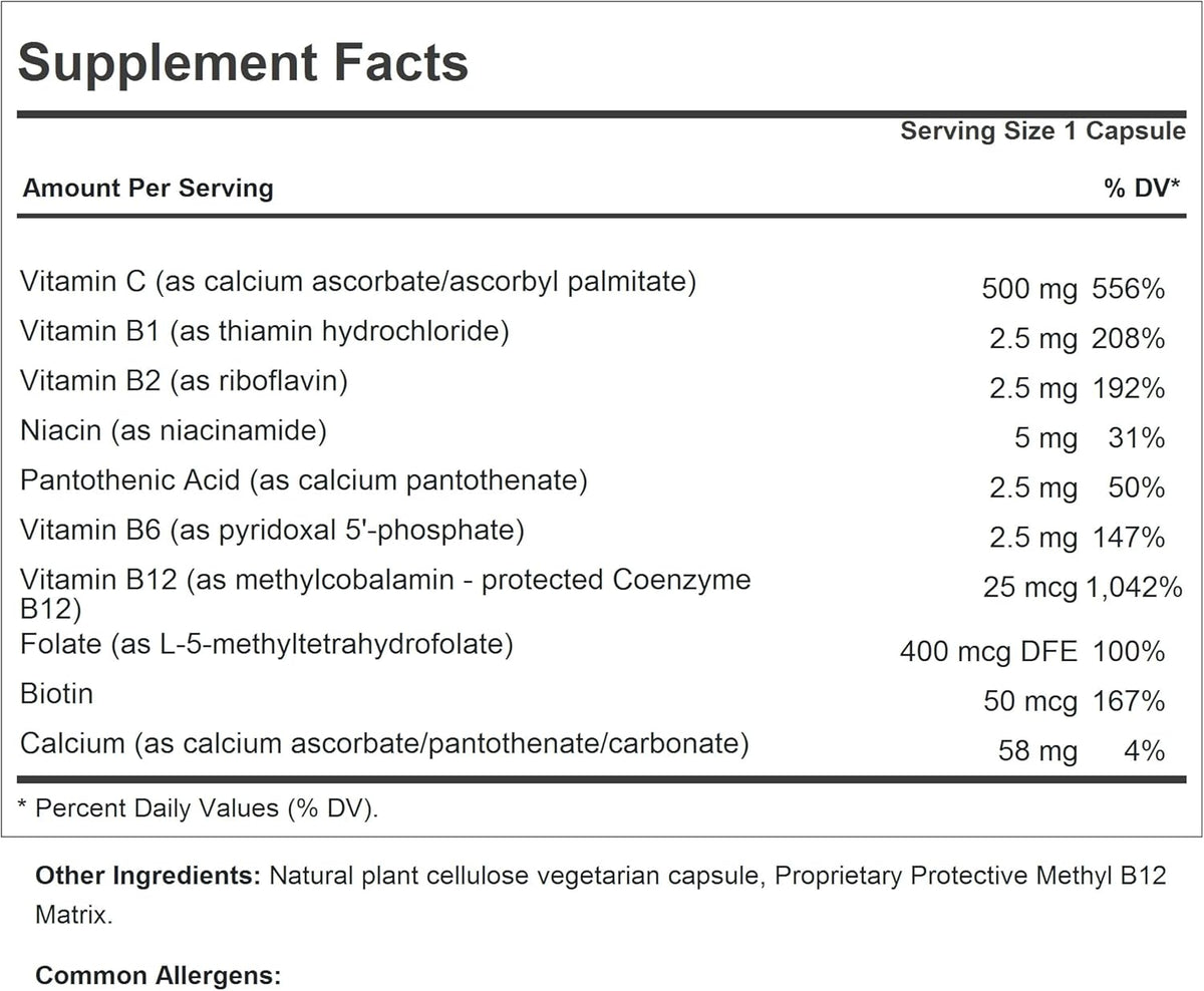 ANDREW LESSMAN Vitamin C 500 Plus B-Complex 60 Capsules - Non-Acidic Vitamin C Plus Citrus Bioflavonoids for Immune System and Anti-Oxidant Support. Easy-to-Swallow Capsules. No Additives - görsel 2