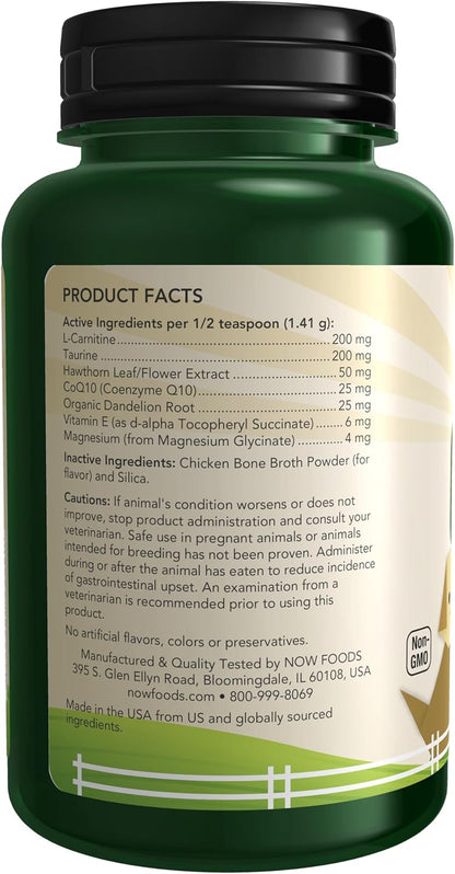 NOW Pet Health, Cardiovascular Support Supplement, Formulated for Cats and Dogs, NASC Certified, Powder, 127 g