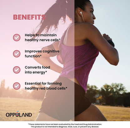 Oppuland Methyl B-12 5000mcg with Folate - Sublingual Tablets - Vegan Energy Support - 140 Tablets