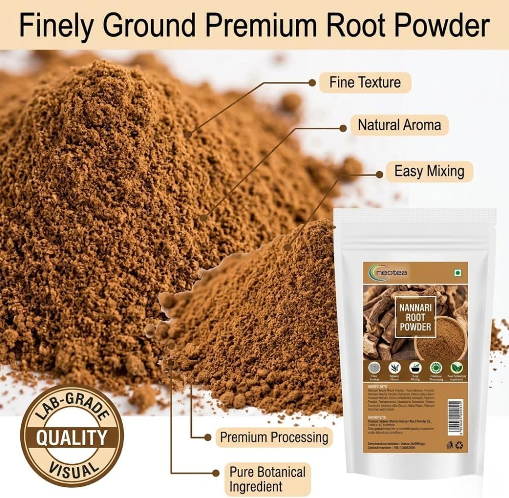 neotea Nannari Root Powder 500g | Indian Sarsaparilla | Natural Herbal Powder for Drinks - görsel 5