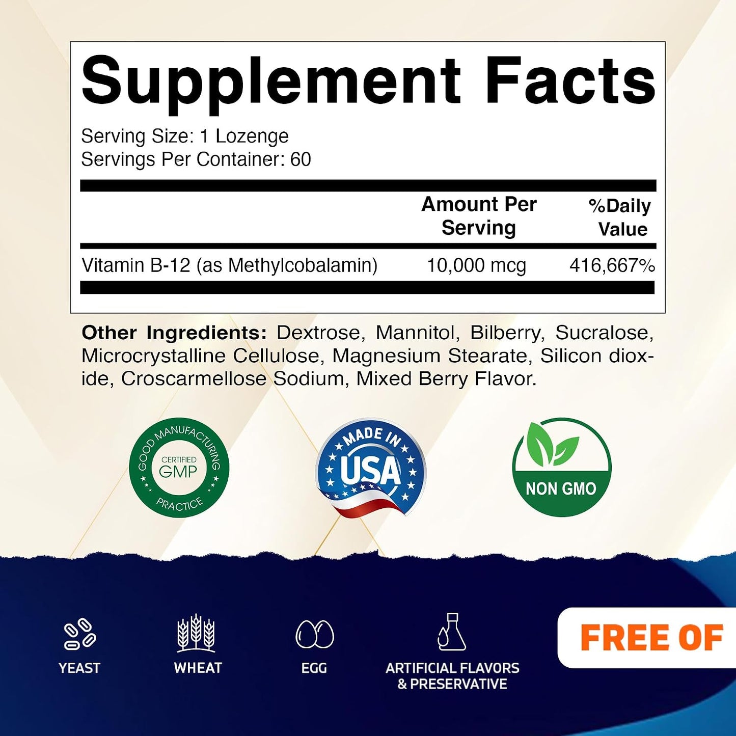 Vitamatic Methyl B12 (Methylcobalamin) 10,000 mcg – 60 Lozenges – Premium Vitamin B12 for Energy & Nerve Health - görsel 2