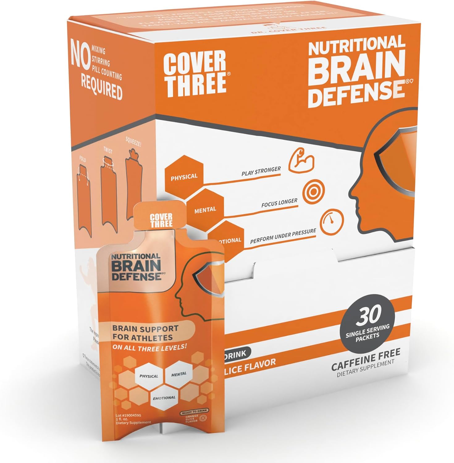 Cover Three Brain Assist Brain Supplement with Curcumin and Uridine - Liquid Focus Formula, Orange Slice Flavour - görsel 8