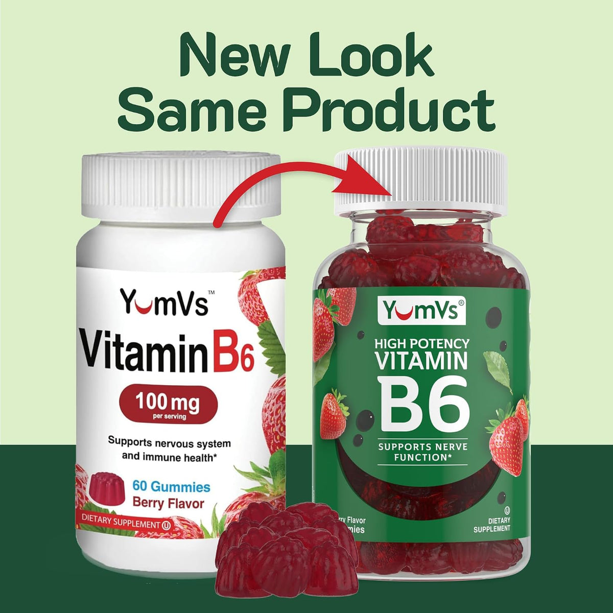 YUM-V'S Vitamin B6 Gummies – High Potency 100mg – Strawberry Flavour – Nerve & Immune Function Support – 60 Count (2 Pack) - görsel 6