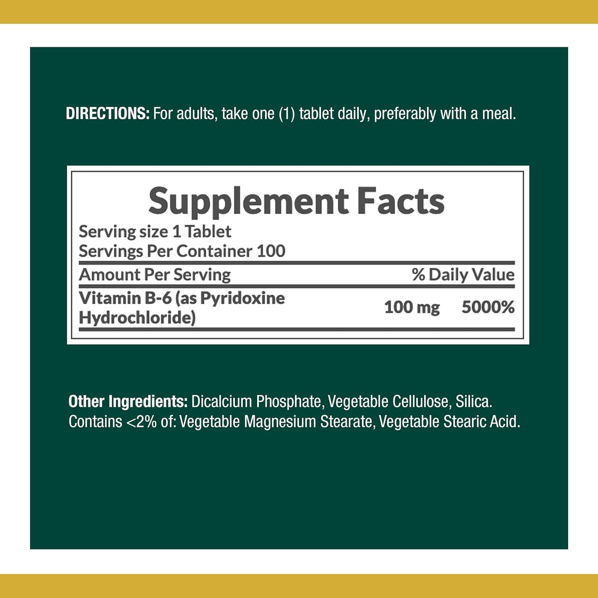 Nature's Bounty Vitamin B6, 100 mg, 100 Tablets - görsel 2