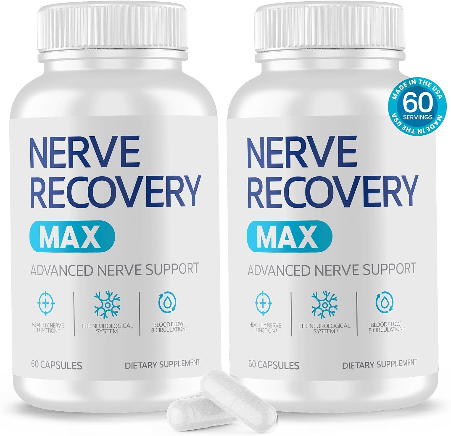 Non-GM Advanced Nerve Support Supplement with Vitamin D3 and Alpha Lipoic Acid - 60-Day Supply (2 Bottles) - görsel 1